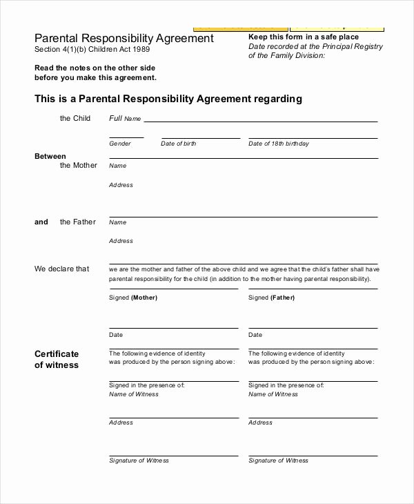 Parenting Plan California Template Lovely Parenting Agreement Templates 8 Free Pdf Documents