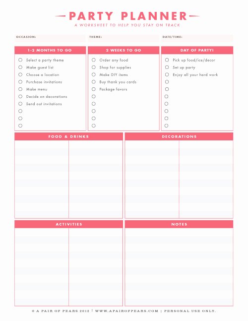 Party Plan Checklist Template Best Of for the Taking Party Planning Printables – Jamie Bartlett