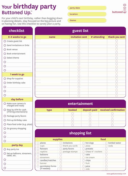 Party Plan Checklist Template Best Of Free Printable Birthday Party Checklist form buttoned Up