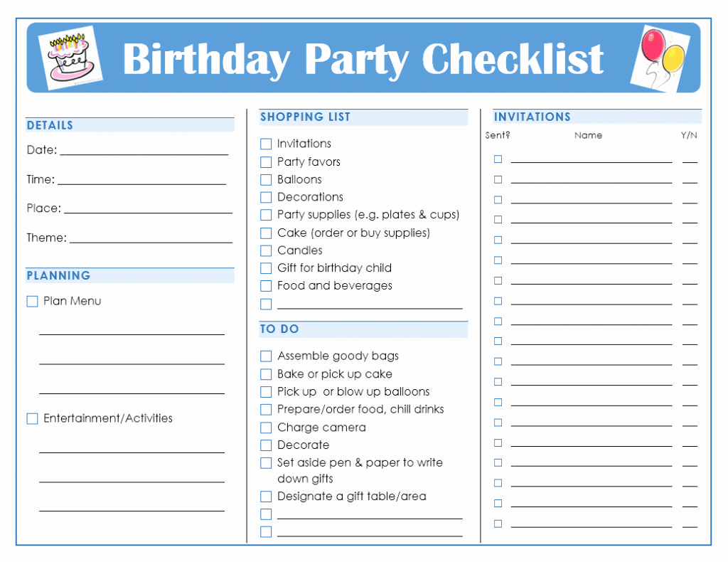 Party Plan Checklist Template Best Of Free Printable Birthday Party Checklist