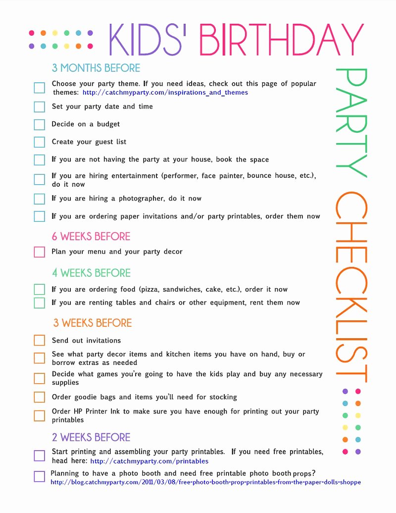 Party Plan Checklist Template Inspirational Free Printable Kids Party Planning Checklist