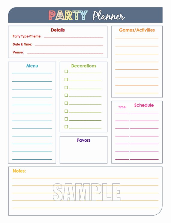 Party Plan Checklist Template Inspirational Party Planner and Party Guest List Set Editable organizing