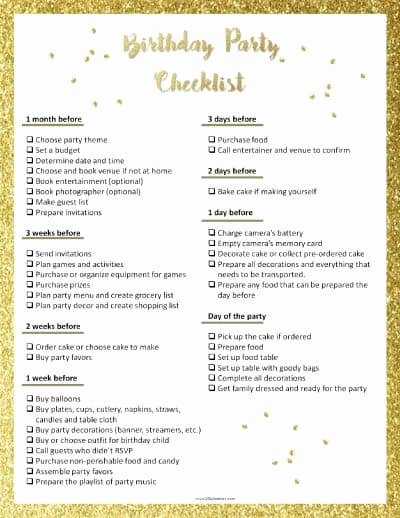 Party Plan Checklist Template Inspirational Party Planning Template
