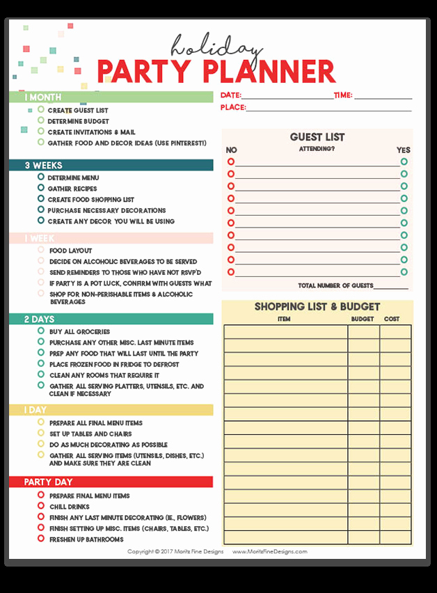 Party Plan Checklist Template Lovely Holiday Party Planner
