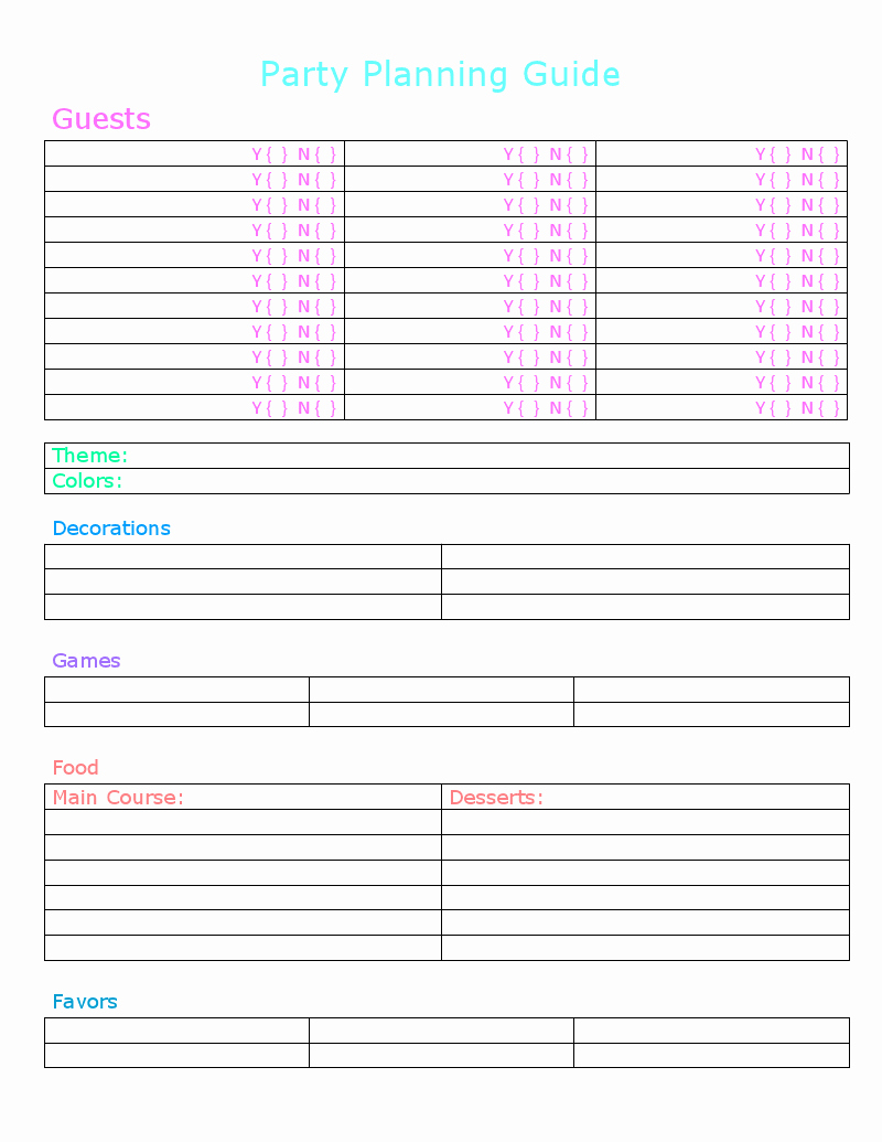 Party Plan Checklist Template Luxury Party Planning Free Printables