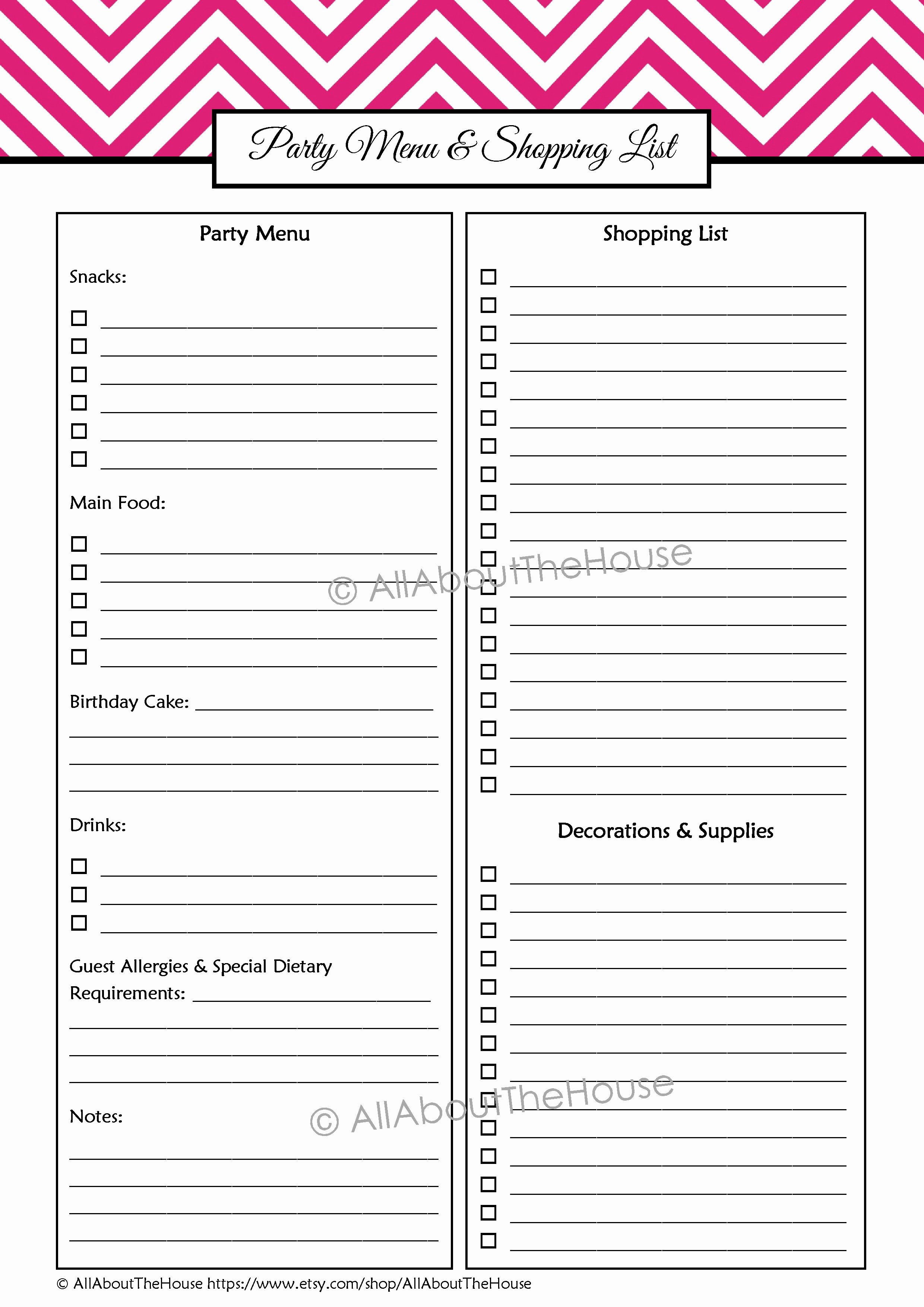 Party Plan Checklist Template Luxury Party Planning Printables Kit