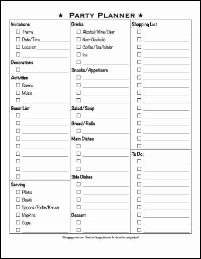Party Plan Checklist Template New Free Party Planner Checklist