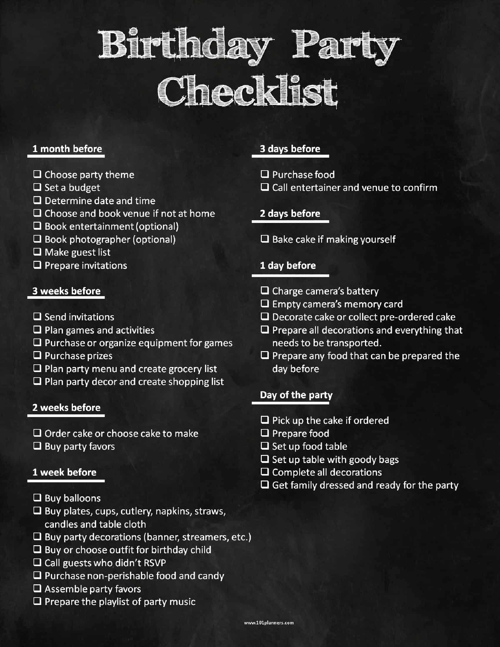 Party Plan Checklist Template New Party Planning Template