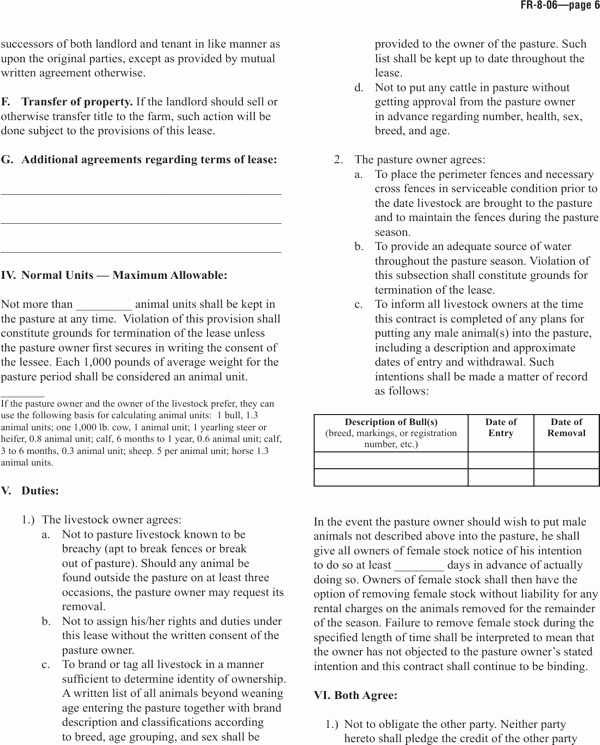 Pasture Lease Agreement Template Fresh Download Sample Pasture Lease Agreement for Free