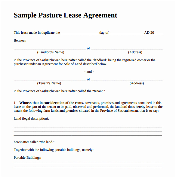 Pasture Lease Agreement Template Inspirational Pasture Lease Agreement Template 10 Download Free