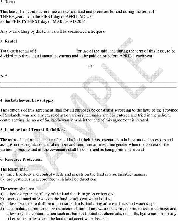 Pasture Lease Agreement Template New Download Saskatchewan Pasture Lease Agreement Sample for