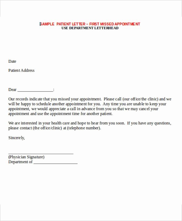 Patient Missed Appointment Letter Template Best Of Patient Missed Appointment Letter Template 6 Free Word Pdf