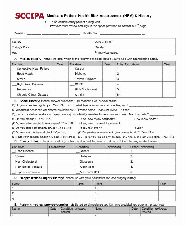 Patient Safety Plan Template Beautiful Free Health assessment form