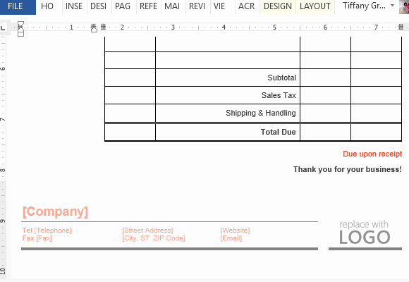 Payment Due Upon Receipt Template Unique Business Invoice Maker Template for Word Line