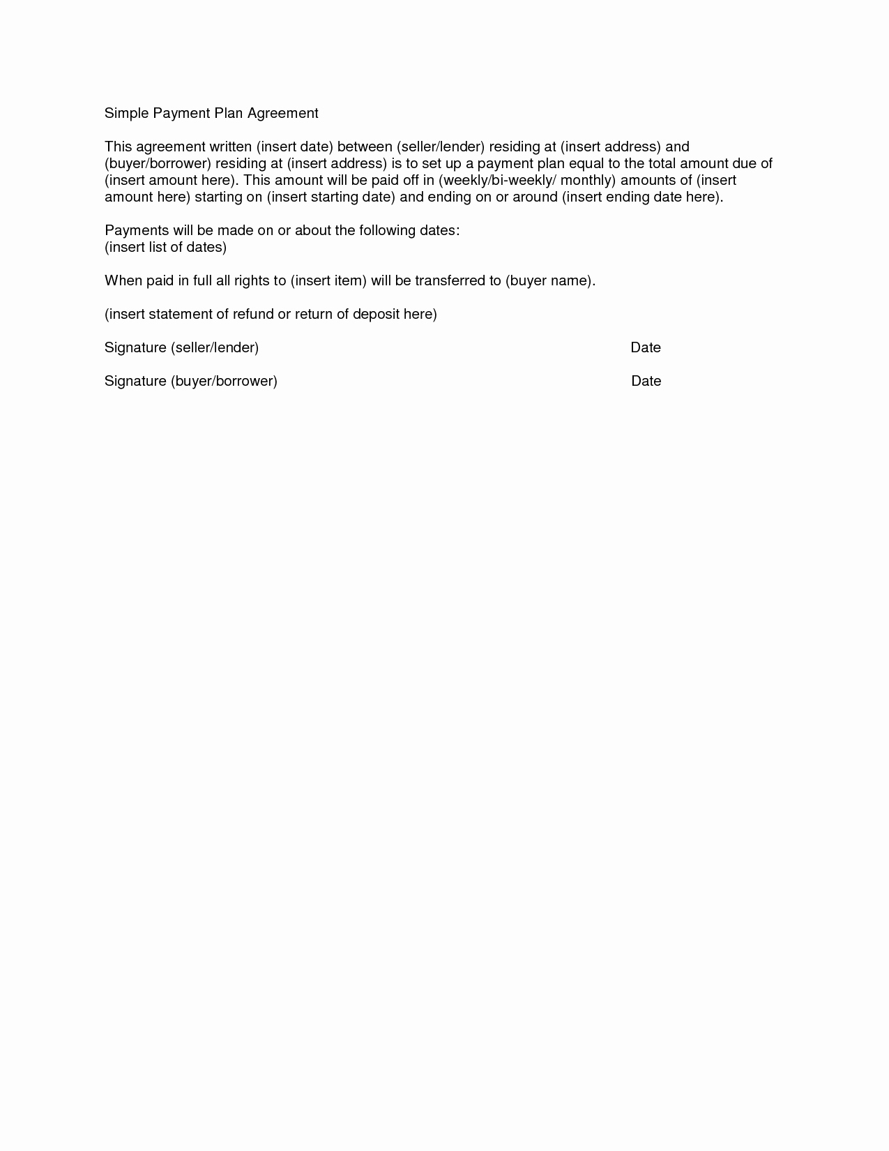 Payment Plan Letter Template Best Of Simple Agreement Letter Sample