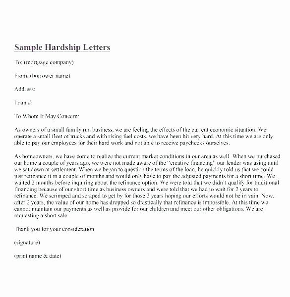 Payment Shock Letter Template Inspirational Hardship Letter