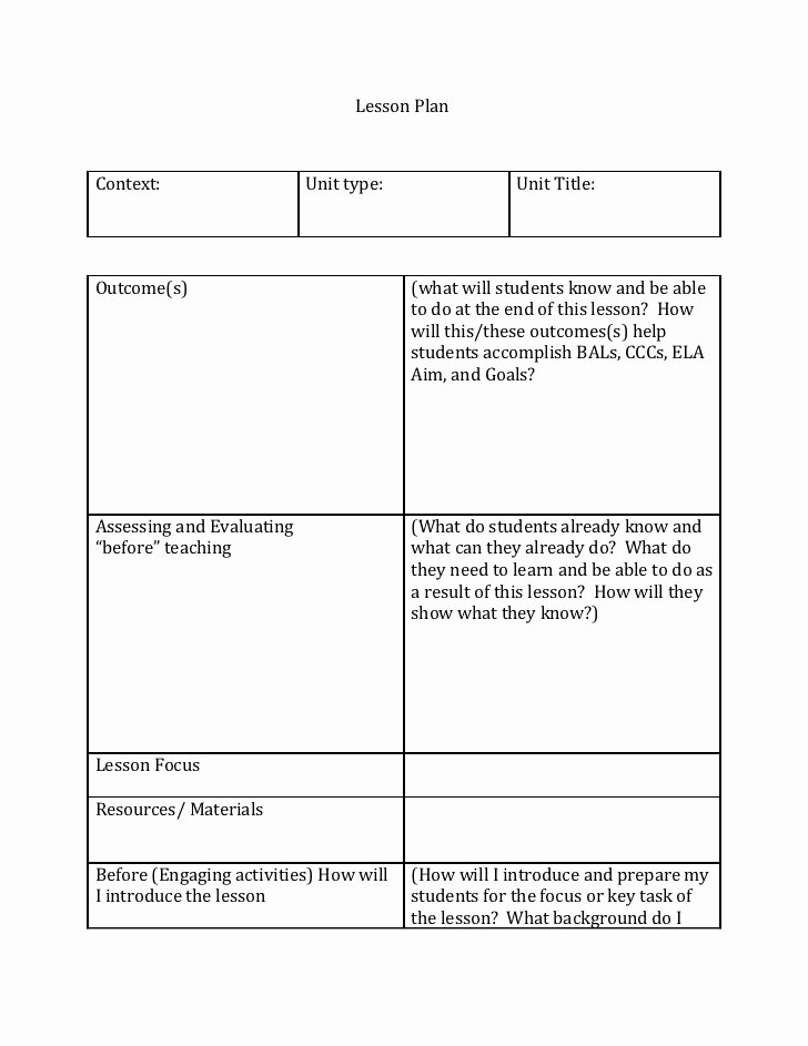 Pbl Lesson Plan Template Lovely Lesson Plan Template with Examples