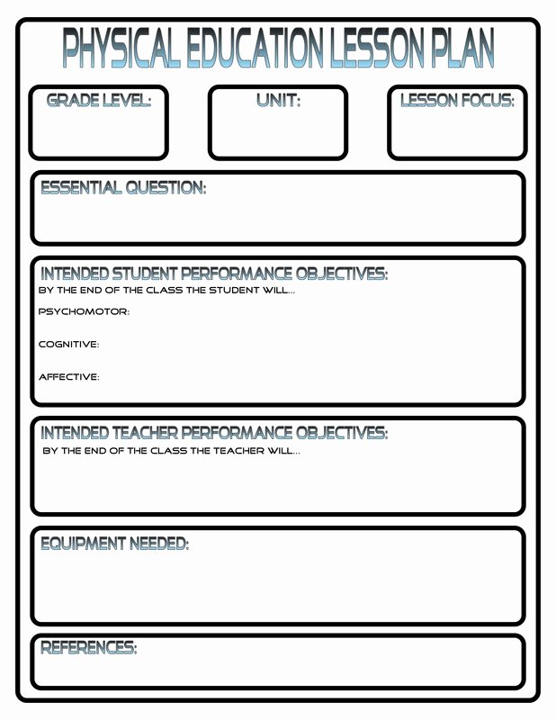 Pe Lesson Plan Template Beautiful Lesson Plans Phys Ed Review