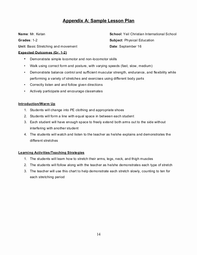 Pe Lesson Plan Template Lovely Elementary Physical Education Curriculum Guide