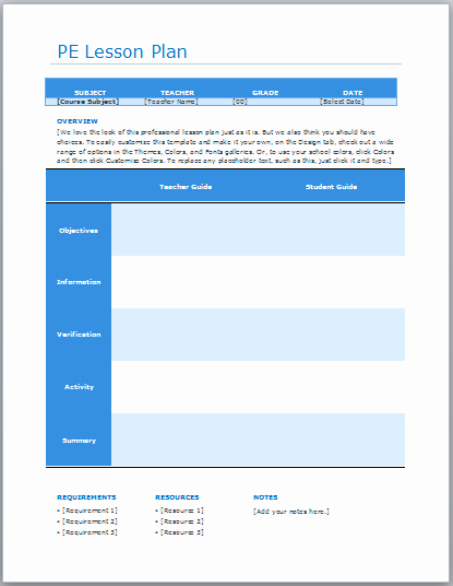 Pe Lesson Plan Template Lovely Ready Lesson Plan Archives Blue Layouts