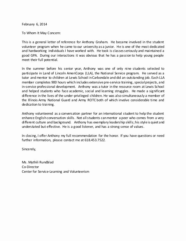 Peer Recommendation Letter Example Inspirational Americorps Letter Of Reference