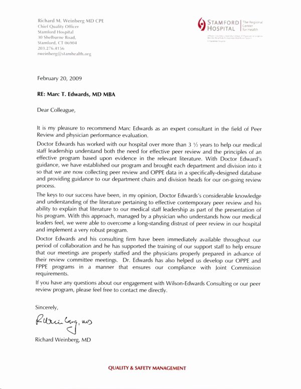 Peer Recommendation Letter Example Unique Testimonial Letter Dr Weinberg