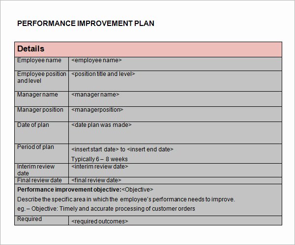 Performance Improvement Plan Template Awesome Performance Improvement Plan Template 14 Download