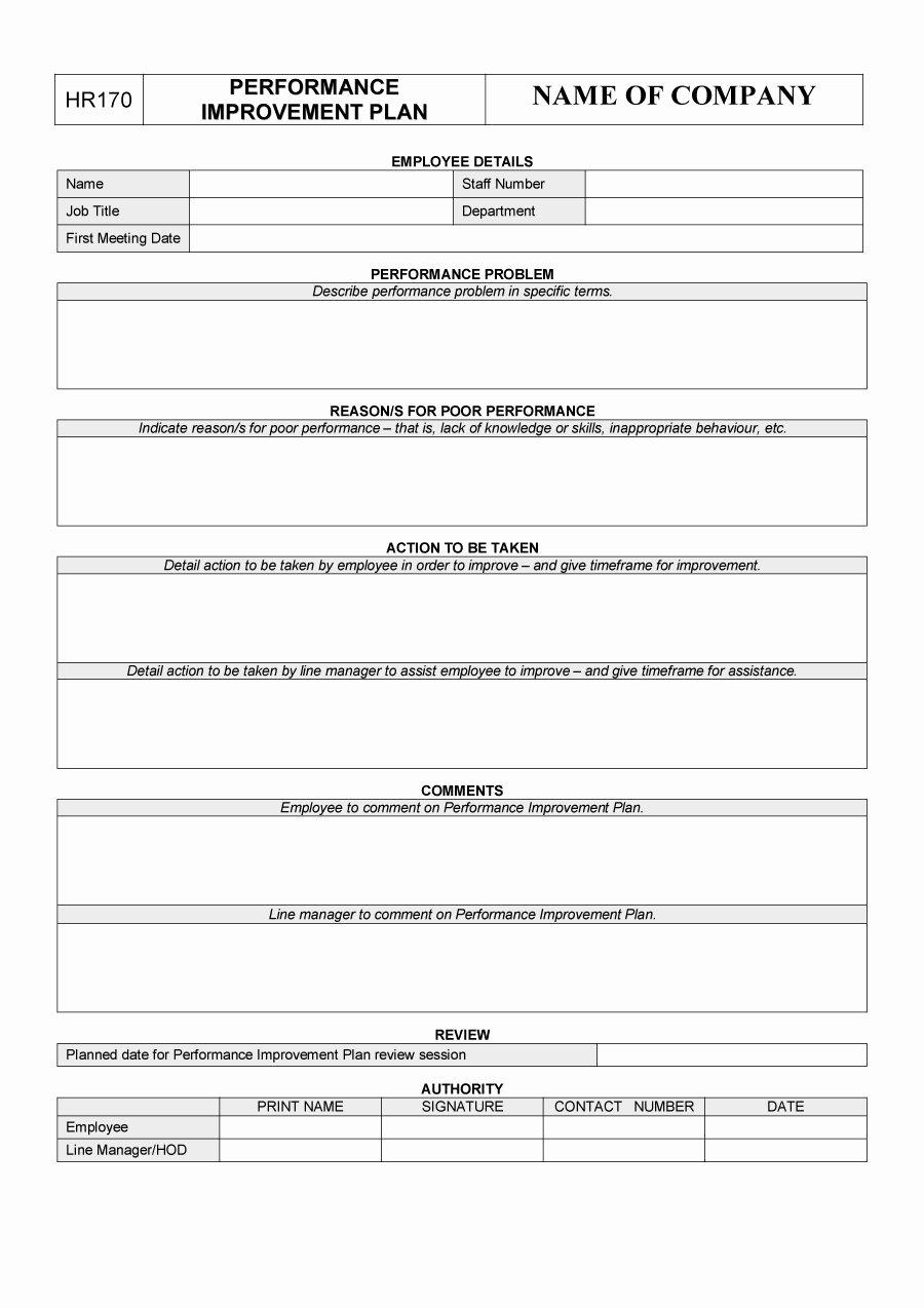 Performance Improvement Plan Template Excel Beautiful 41 Free Performance Improvement Plan Templates &amp; Examples