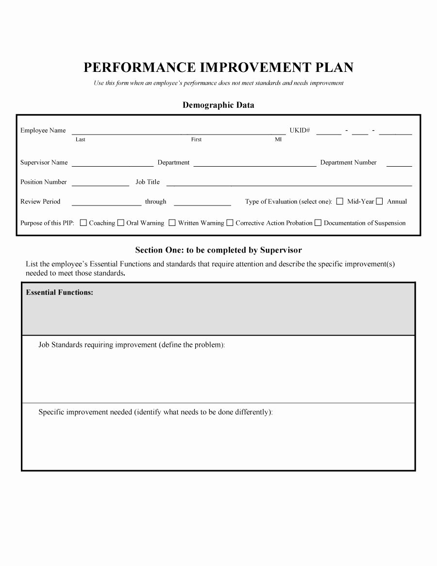 Performance Improvement Plan Template Fresh 41 Free Performance Improvement Plan Templates &amp; Examples