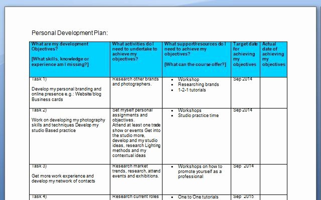 Personal Development Plan Template Word Lovely Pdp Personal Development Planning assignment – Goal