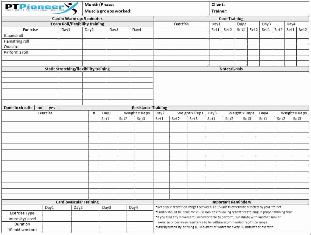 Personal Fitness Plan Template Lovely Workout Schedule Template Your Clients Will Love You