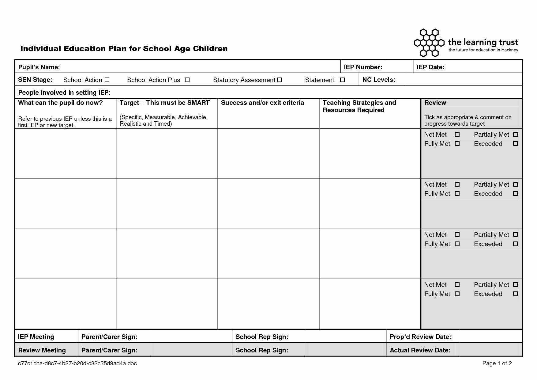 Personal Learning Plan Template Awesome Iep Template Templates Data