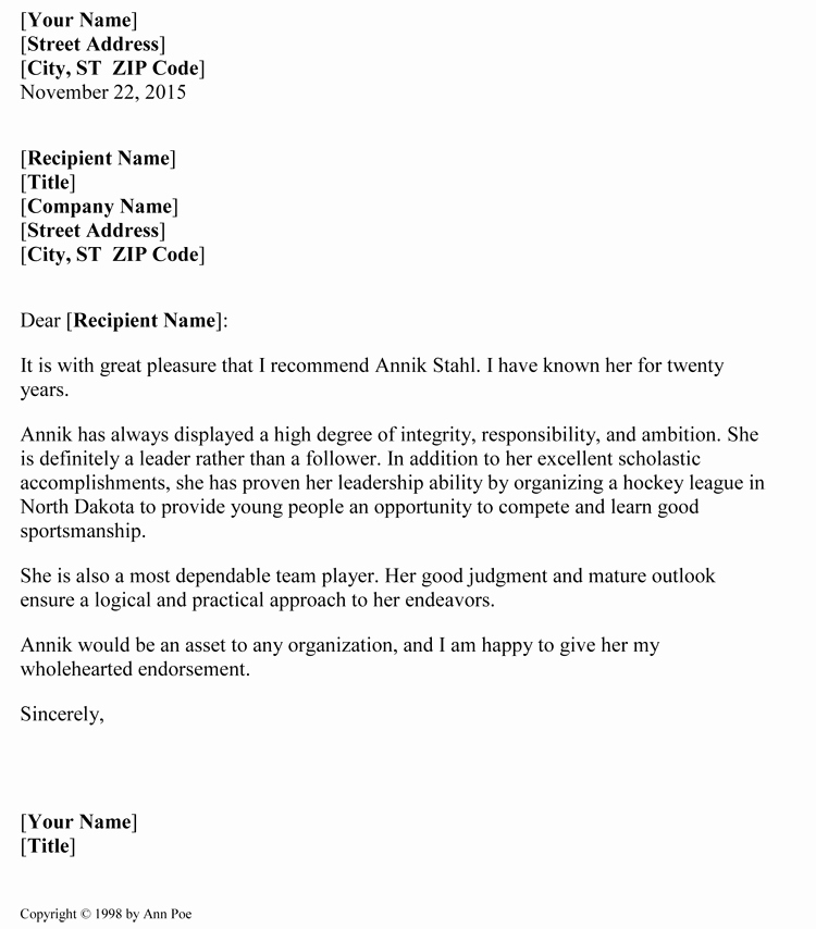 Personal Letter format Examples Elegant 5 Samples Of Reference Letter format to Write Effective