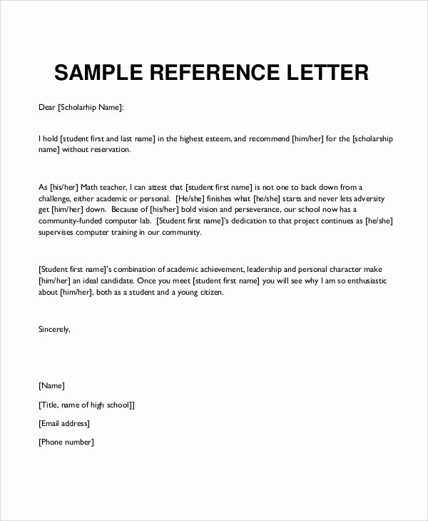 Personal Recommendation Letter for Scholarship Lovely 12 Sample Character Reference Letters Pdf Word Pages