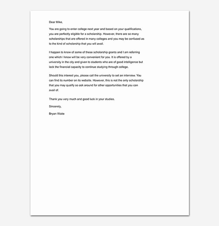 Personal Recommendation Letter for Scholarship Lovely Personal Reference Letter