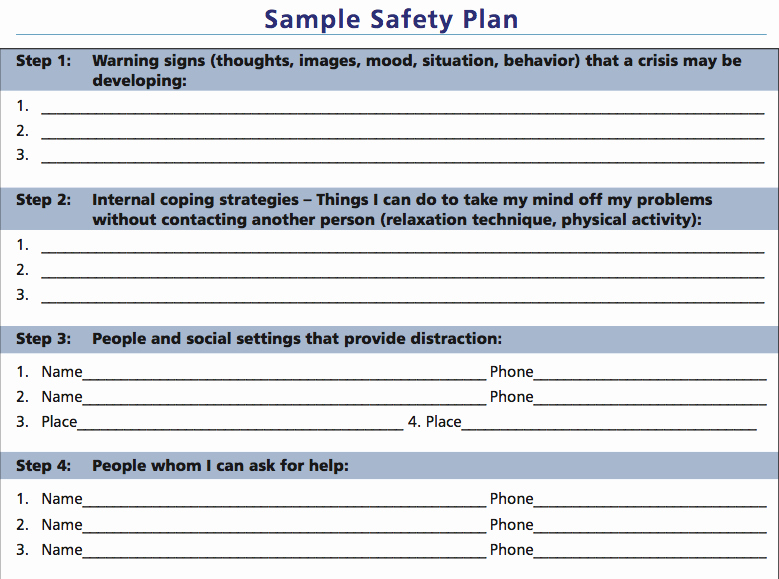 Personal Wellness Plan Template Awesome Mental Health Crisis Safety Plan