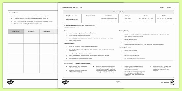 Personalized Learning Plan Template Lovely New Zealand Silver Guided Reading Weekly Plan Editable