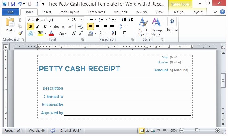 Petty Cash Receipt Template Best Of Free Petty Cash Receipt Template for Word with 3 Receipts
