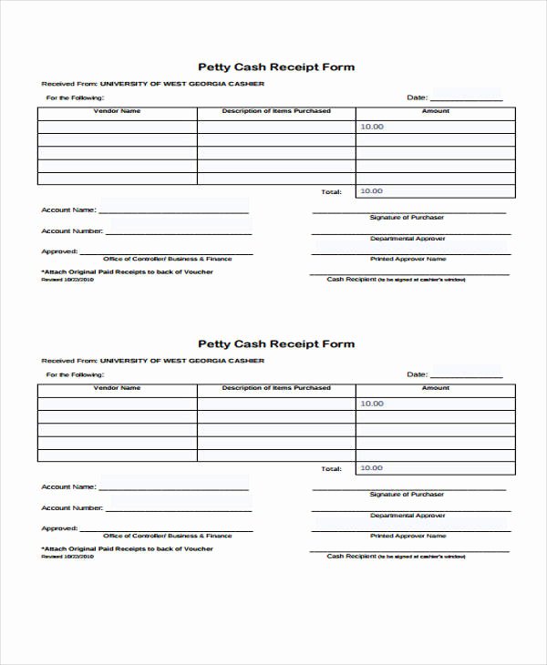 Petty Cash Receipt Template New 40 Sample Receipt forms