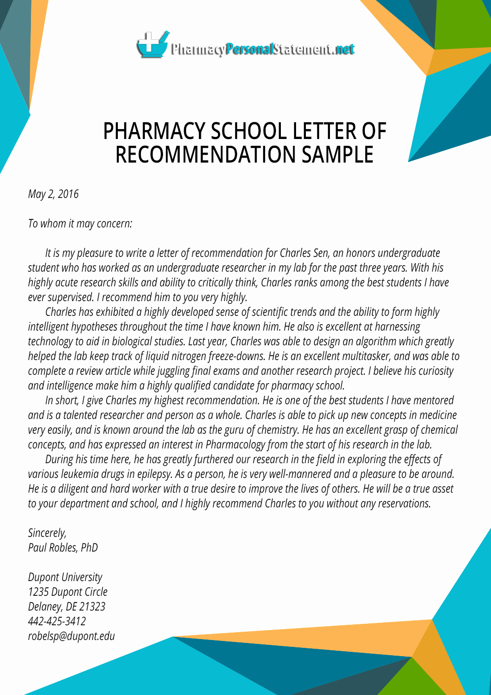 Pharmacy School Recommendation Letter Best Of Letter Of Re Mendation for Pharmacy School Writing