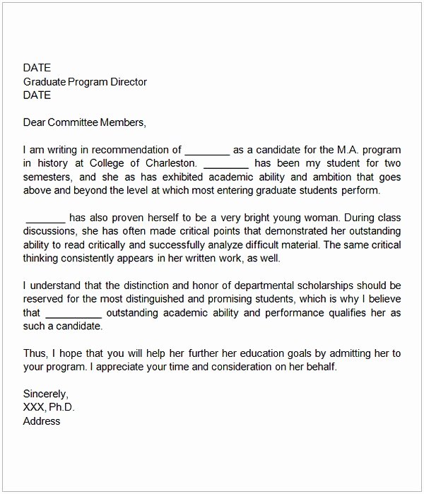 Phd Letter Of Recommendation Elegant Sample Letter Of Re Mendation for Graduate School From