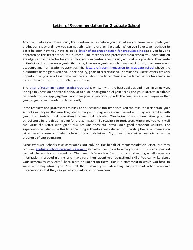 Phd Letter Of Recommendation Inspirational Letter Of Re Mendation for Graduate School 38