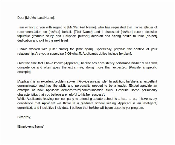 Phd Letter Of Recommendation Inspirational Letter Of Re Mendation for Graduate School From Employer