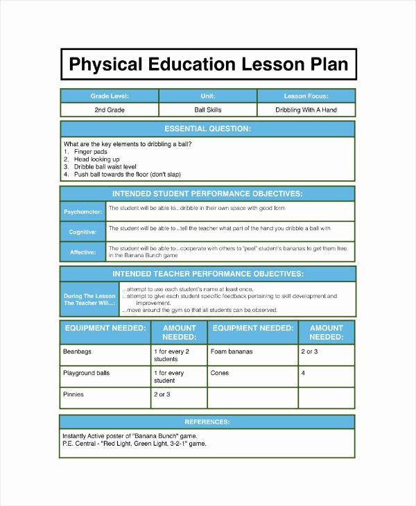 Physical Education Lesson Plan Template Best Of 7 Physical Education Lesson Plan Templates Pdf Word