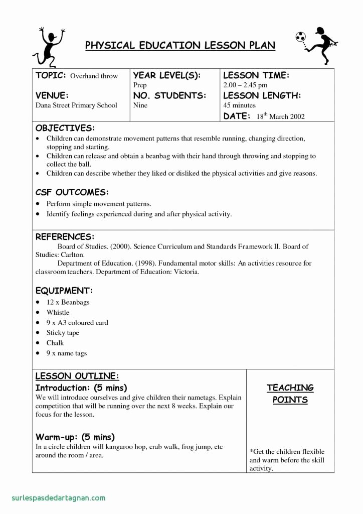 Physical Education Lesson Plan Template Fresh Department Education Lesson Plan Template