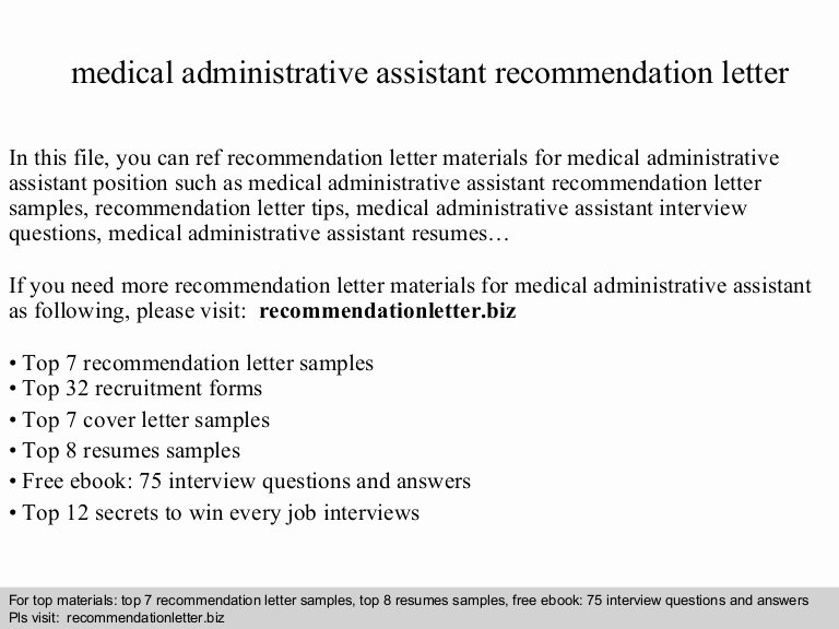 Physician assistant Recommendation Letter Elegant Medical Administrative assistant Re Mendation Letter