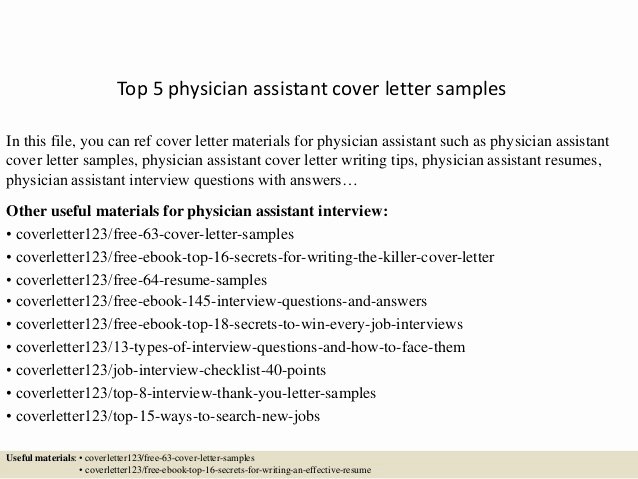Physician assistant Recommendation Letter Unique top 5 Physician assistant Cover Letter Samples