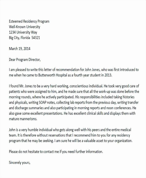 Physician Letter Of Recommendation Best Of Re Mendation Letter for Shadowing A Doctor