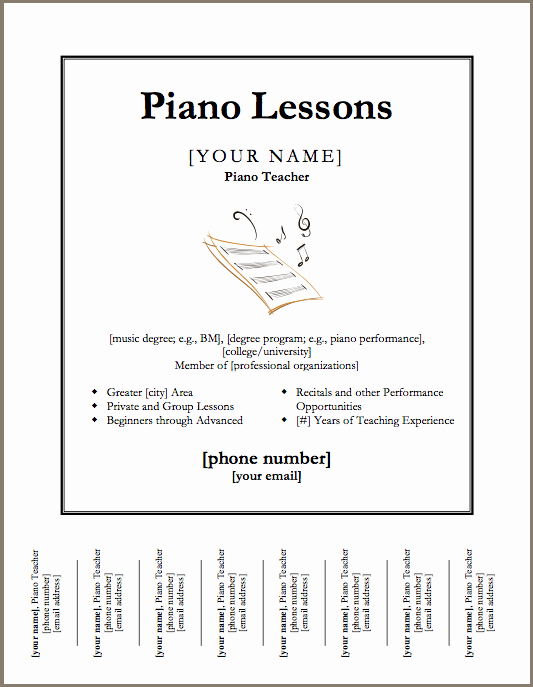 Piano Lesson Plan Template Inspirational Just Added Piano Lessons Flyer Template Color In My Piano