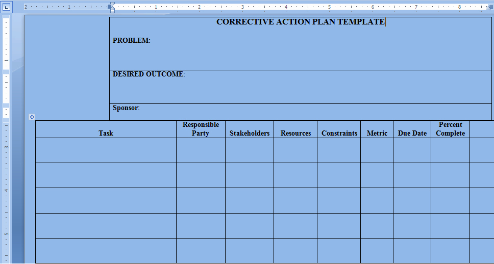 Plan Of Correction Template Best Of Corrective Action Plan Template Word Project Management